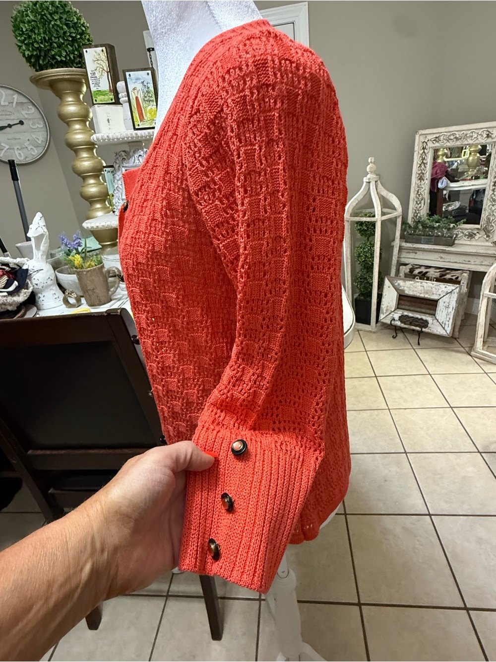 San Remo Women’s Coral Knit Button-Up Cardigan Sweater Size:XS - Picture 3 of 7